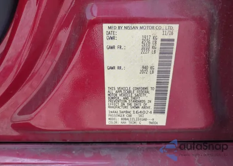 2017 Nissan Altima 2.5 Sv from USA, damaged, VIN 1N4AL3AP8HC164024